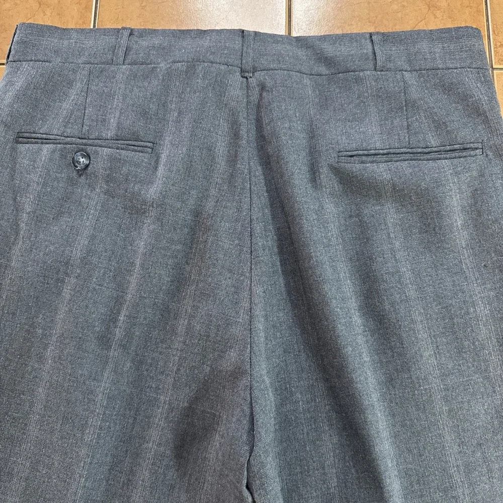 VTG Van Julian 2 Pc Wool Suit Blue Stripe Jacket Sz 44L Pants 38 x 30 USA Made